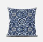 18 Blue Gray Paisley Zippered Suede Throw Pillow