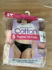 Hanes Women's Cotton Tagless Hi Cut Breathable Panties 5-Pack, Size 9/2XL - Picture 1 of 3