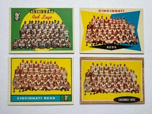 1959-62 Topps Cincinnati Reds Team Card Lot - 4 cards (Nice Eye Appeal Lot!) - Picture 1 of 10