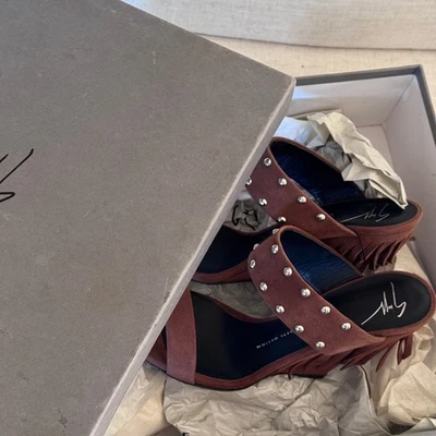 Sandalias de cuña con flecos de gamuza marrón para mujer GIUSEPPE ZANOTTI talla 41 Foto 1 de 4