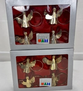 8 Vintage Silver Plate Christmas Angel Napkin Rings Playing Musical Instruments - Picture 1 of 7