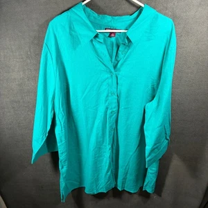 jessica london women linen blend tunic 22 xxl coastal beachy vacation tropical - Picture 1 of 6