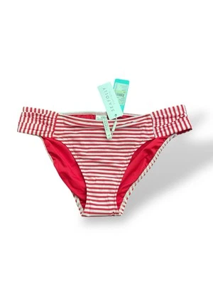 Parte inferior lateral acanalada Seafolly Riviera a rayas retro 10 rojo blanco hipster nueva con etiquetas playa Foto 1 de 4