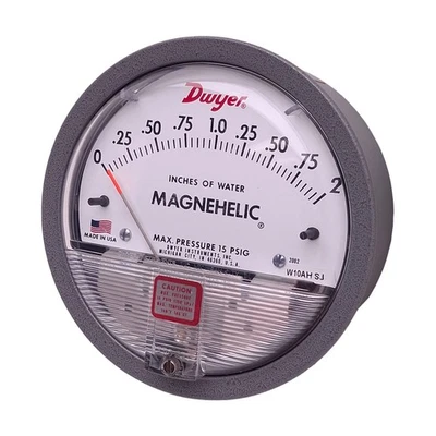 Dwyer 2002 Magnehelic Differential Pressure Gauge, 0-2inH₂O Range, 15psig Max - Image 1 of 4