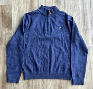 Vineyard Vines Youth Boys Quarter Zip Pullover Sweater, Navy Blue, Size 7 - Picture 1 of 8