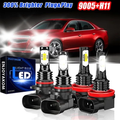 For Chevrolet Malibu 2013-2021 LED Headlight Bulbs Combo High Low Beam 9005+H11 - Image 1 of 4