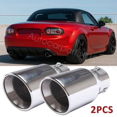 2X Car Exhaust Pipe Tip Rear Tail Throat Muffler Tailpipe For Mazda Miata MX-5 - Image 1 of 4