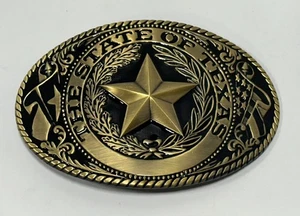 State of Texas Belt Buckle 6" wide Texas Seal large cowboy buckle gold color - Picture 1 of 6