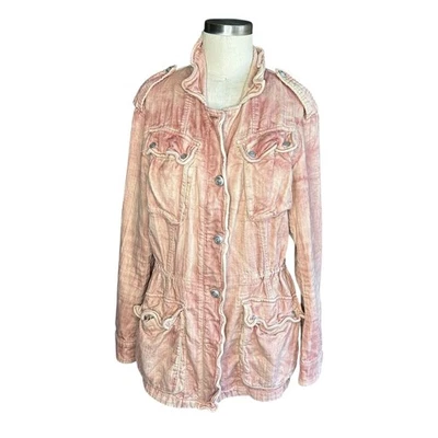 Chaqueta Militar FREE PEOPLE Doble Tela Rosa Envejecida Para Mujer M Foto 1 de 4