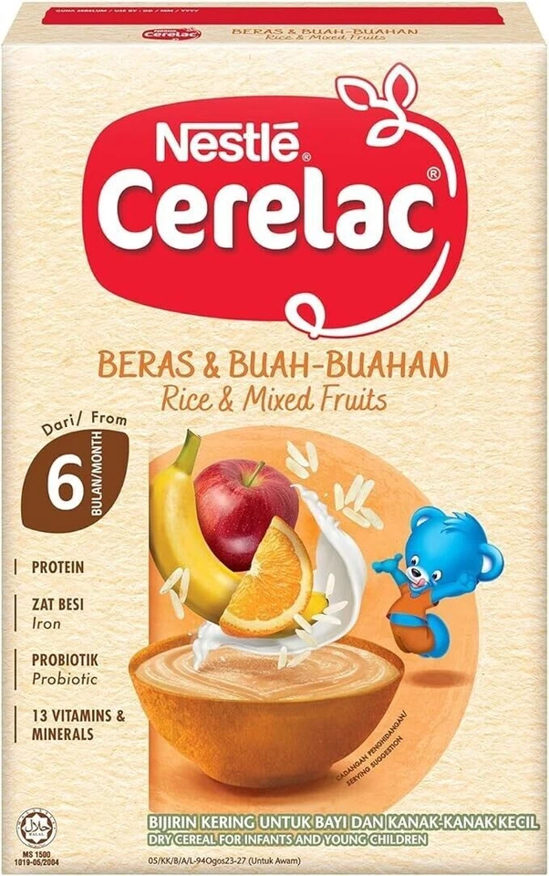 Nestle Cerelac Fortified Baby Cereal Rice & Mixed Fruit 250g x 6 PACK