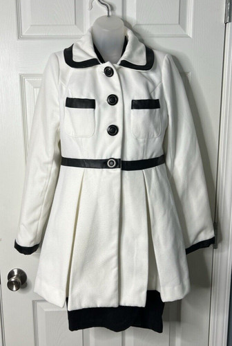 OFF WHITE Cappotto Vintage Candie's Pea OffWhite con Bordo Nero Design Y2K Taglia M Us intime ottimeioni