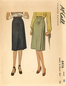 Falda recta McCall 6416 posguerra con pliegues en racimo talla 28" cintura COMPLETA - Imagen 1 de 5