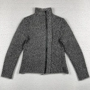 Eileen Fisher Jacket Womens PP Petites Gray Full Zip Wool Alpaca Lambs Leather - Picture 1 of 11