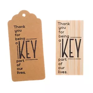 Wooden Rubber Stamp for Tags, Wedding Guest Favors (Thank You Modern) - Picture 1 of 3