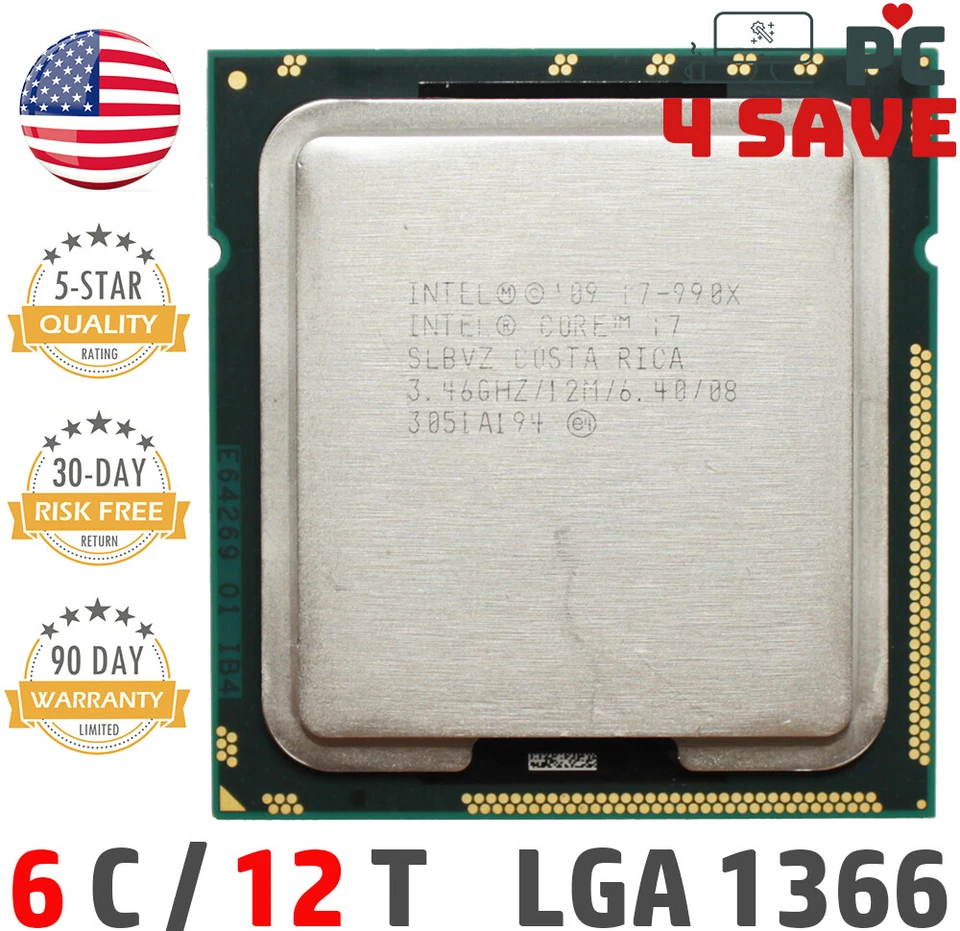 Intel Core i7-990X SLBVZ 3.46GHz 6 Core 12MB LGA 1366 Desktop Processor CPU 130W - Image 1 of 2