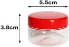 6 x Clear Plastic Screw Top Storage Containers with Red Lids - Pill Box - 50 ml