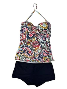 Anne Cole Aquarell Paisley Twist Front BandeauKini Schwimmen 2-teilig Strand LESEN - Bild 1 von 21