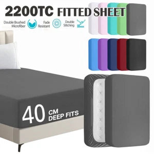 2200TC Extra Deep Ultra Soft Fitted Sheet Single/Double/Queen/Super King Cover - Picture 1 of 47
