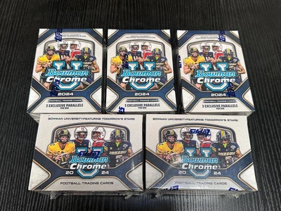 2024 Bowman University Chrome Football Factory Sealed Value Box (5 PACK)