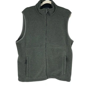 Lands End Fleece Vest Mens Medium 38-40 Dark Olive Green Polartec Aircore 200 - Picture 1 of 12