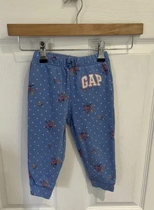 Baby GAP Toddler Girls Blue Spotty Floral Jogger Style Bottom Trousers 18-24 M - Picture 1 of 3