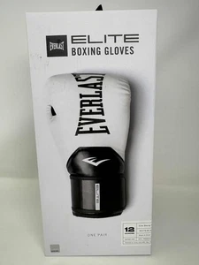 Everlast Elite 2 Boxing Gloves, White/Black 12 oz. - Picture 1 of 7