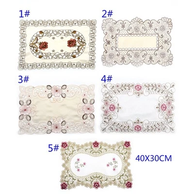 Table Runner-Embroidery Lace Fabric Flower Translucent Tablecloth Decor Reliable - Image 1 of 4