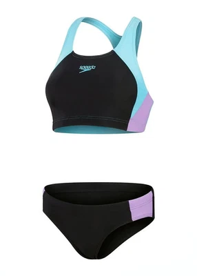 Speedo Colourblock Splice Swim Bikini - Black / Purple size 18 BNWT - Image 1 of 4