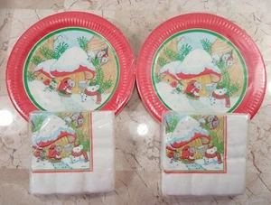 Lotto 4 tovaglioli piatti di carta vintage fungo topo natalizio sigillati canna CA - Foto 1 di 5