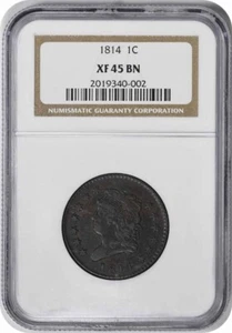 1814 Large Cent Plain 4 EF45BN NGC - Picture 1 of 4