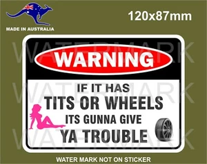 FUNNY TITS OR WHEELS STICKER - Picture 1 of 1