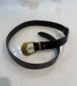 Women's Belt Western Belts Silver Gold Buckle Black Leather Belt Black and Go... - Picture 1 of 2