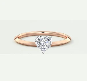 0.90 Ct Heart Cut E/VVS Lab Created Grown Diamond Engagement Ring 14K Rose Gold - Picture 1 of 1