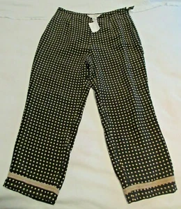 Allison Taylor Women's CAPRI SZ 10 SILK POLKA DOT PANTS BLACK TAN FULLY LINED - Picture 1 of 5