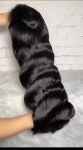 Body Wave Vietnamese Human Hair Full Frontal Wig, 13x4, Black Color,  30 inches - Picture 1 of 4