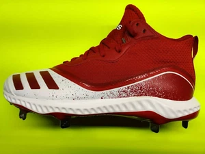 adidas Men's Icon V Bounce Mid Baseball Cleats Red & White New without Box - Imagen 1 de 12