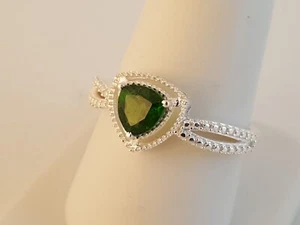 Smaragd-grüner CZ Sterling Silber Ring Gr. STS China Billionen Form - Bild 1 von 11