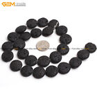 Coin Black Lava Rock Stone Beads For Jewelry Making 15" Wholesale Jewlery Beads