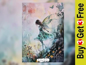 Fairy Whisper Enchanted Forest Watercolor Painting Print 5"x7" on Matte Paper - Picture 1 of 6