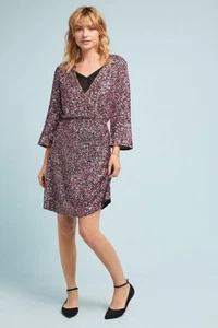 NWT  Anthropologie SEQUINED WRAP DRESS By VARUN BAHL SZ 6  Retail Price $ 348 - Picture 1 of 3