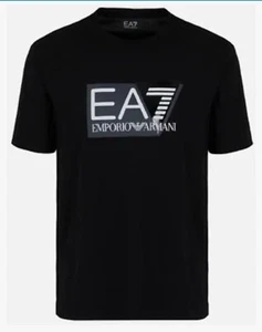 EA7 Emporio Armani Cotton Graphic Logo Black T-Shirt L Black - Picture 1 of 3
