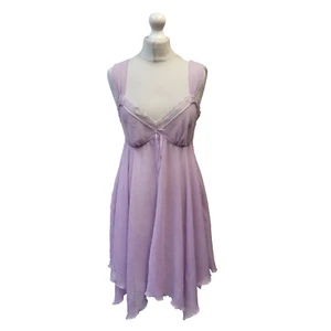 Vintage JLO Babydoll Y2K Slip Nightie Semi Sheer Chiffon Short Purple M - Picture 1 of 5