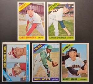 (5) 1966 Topps Lot: Lee May RC; Staub; Simmons; Dierker; Wyatt High # (VGEX-EX)