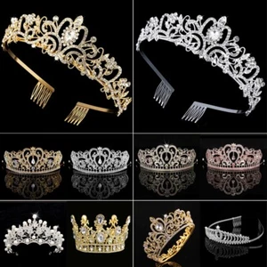 Wedding Bridal Princess Crystal Rhinestone Prom Hair Tiara Crown Headband UK - Picture 1 of 34