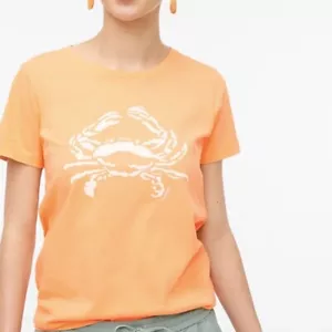 Camiseta gráfica J Crew Crab neón mango naranja algodón blanco S, M, L, XL, XXL, 2X, 3X - Imagen 1 de 4