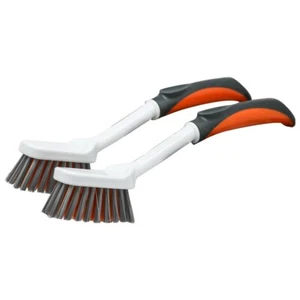 2 x Plastic Scrubbing Brushes w Handle Toilet Bathroom Kitchen Cleaning Scrub - Picture 1 of 2