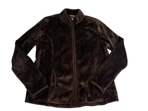 Kim Rogers Jacket Brown Fleece Long Sleeve Full Zip Mock Neck Women's Coat Top L - Picture 1 of 4