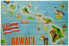 8" TALL X 12" WIDE RUSTIC WOOD PRINTED ALOHA HAWAII SLAT SIGN - HAWAIIAN MAP