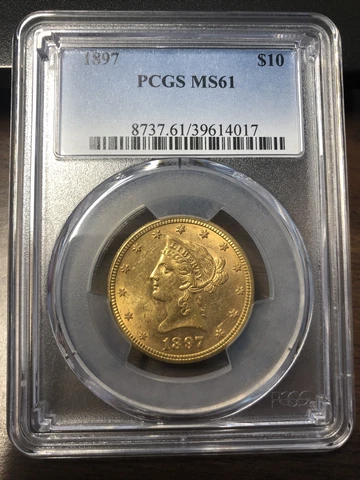 1897 $10 Liberty Gold Eagle PCGS MS61 Cover