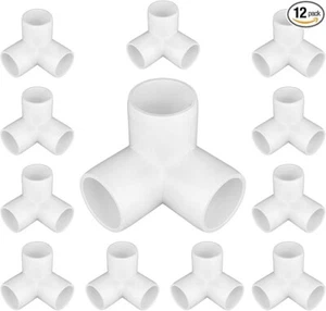 Paquete de 12 accesorios de PVC de 3/4" de 3 vías, accesorios de tubería de PVC de grado de muebles de 1 pulgada de 3 vías - Imagen 1 de 1